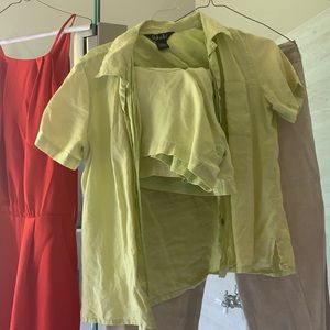 Lime green linen short set